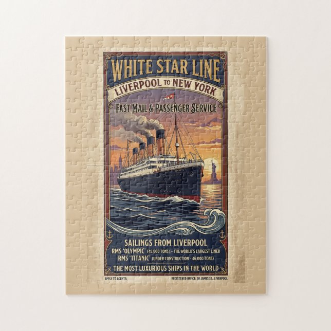 Puzzle Affiche vintage White Star Line Olympic & Titanic (Vertical)