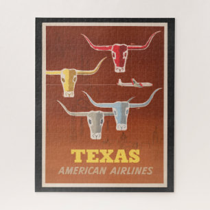 Puzzle Affiche Voyage Pour American Airlines Vers Texas