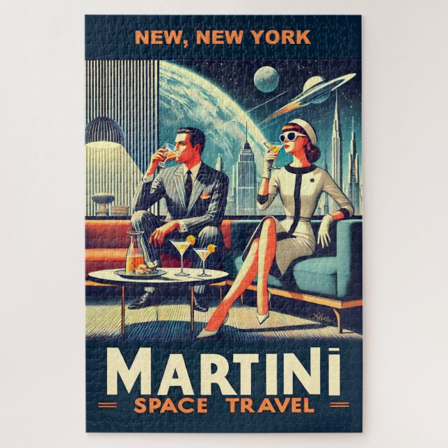 Puzzle Affiches de voyage dans l'espace Martini, New York (Vertical)