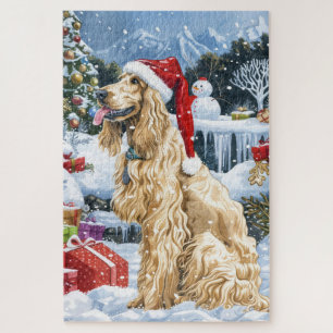 Puzzle Afghan Hound Dog Winter Wonderland Noël Joie