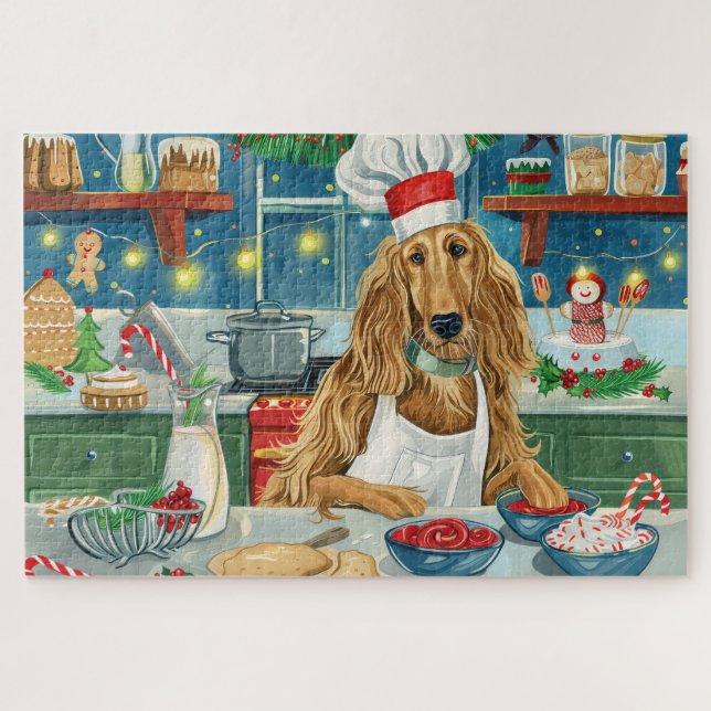 Puzzle Afghan Hound Holiday Baking : Noël festif (Horizontal)