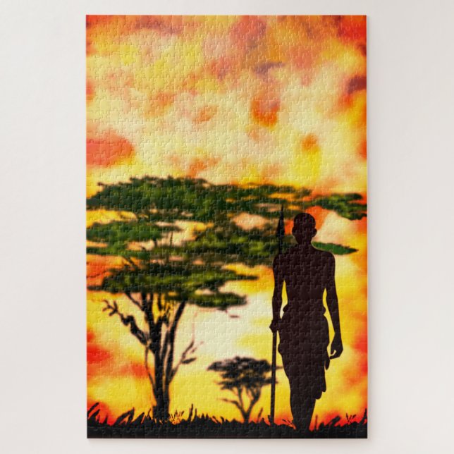 Puzzle africain du coucher de soleil (Vertical)