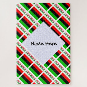 Puzzle African American and Diaspora Flag Tiled with Name