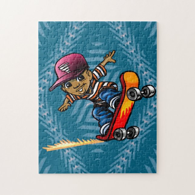 Puzzle African American Kid On A Skateboard (Vertical)