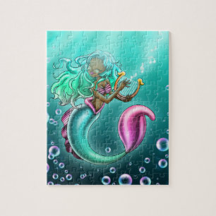 Puzzle African American Mermaid and Harp