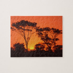 Puzzle Afrique du Sud. Coucher de soleil africain.