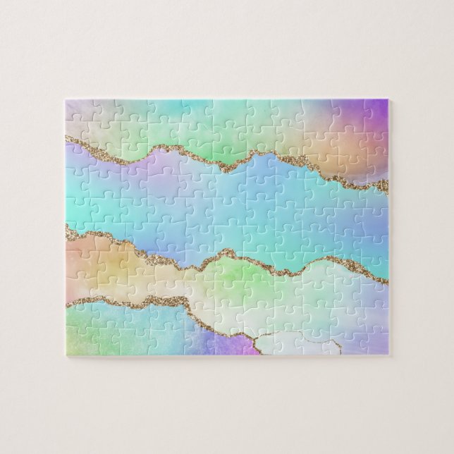 Puzzle Agate holographique | Iridescente Pastel Ombre Mar (Horizontal)