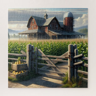 Puzzle Agritourisme rustique avec Cornfield Ai Art