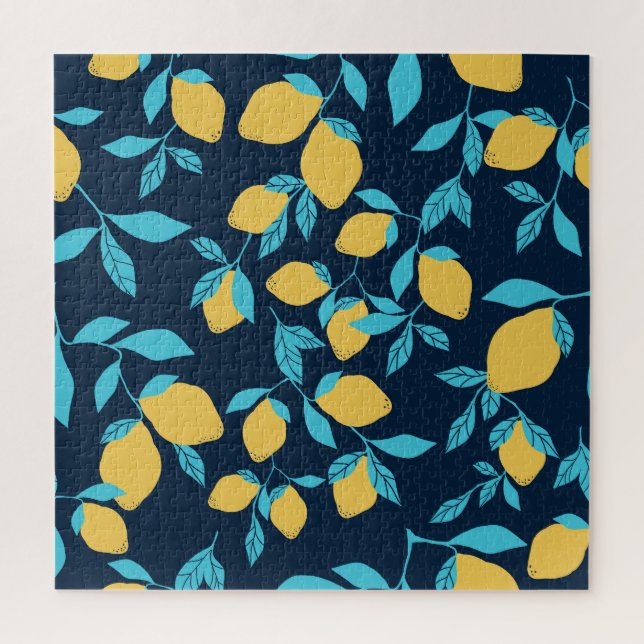 Puzzle Agrumes simples : citrons sur le bleu. (Vertical)