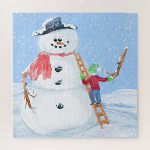 Puzzle Aide Du Père Noël Pour Construire Un Snowman Silen