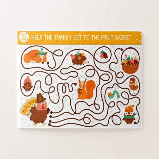 Puzzle Aider la dinde de Thanksgiving à trouver les enfan (Horizontal)