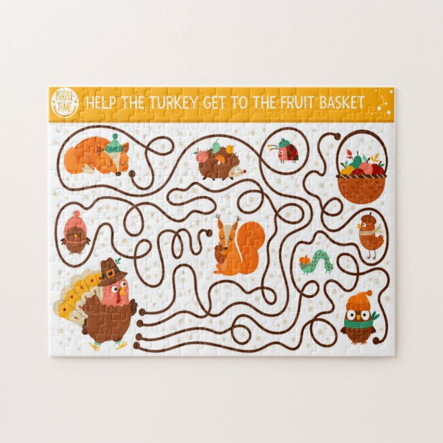 Puzzle Aider la dinde de Thanksgiving à trouver les enfan (Horizontal)