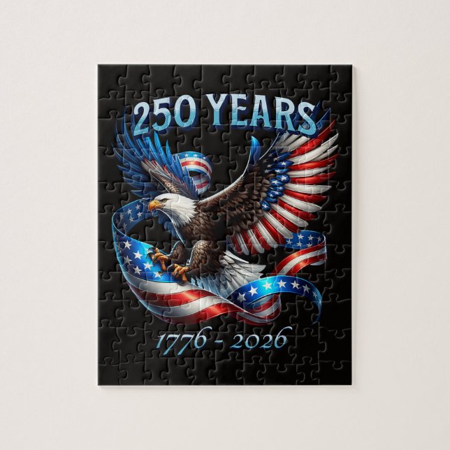 Puzzle Aigle et drapeau patriotiques 250 ans 1776-2026 (Vertical)