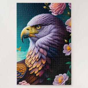 Puzzle Aigle et fleurs chauves