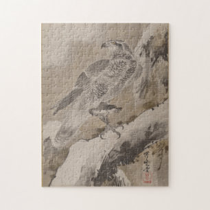 Puzzle Aigle tenant un petit oiseau vers 1887 Kawanabe Ky