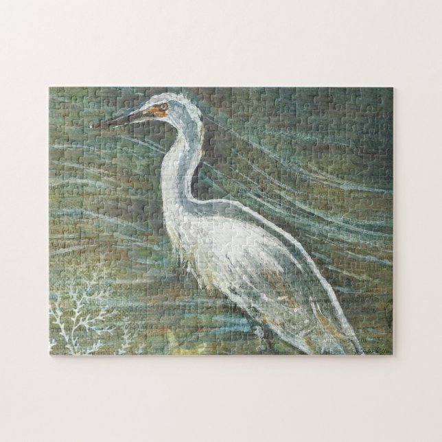 Puzzle Aigrette de rivage marchant dans l'eau Art (Horizontal)
