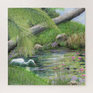 Puzzle Aigrette sur Étang