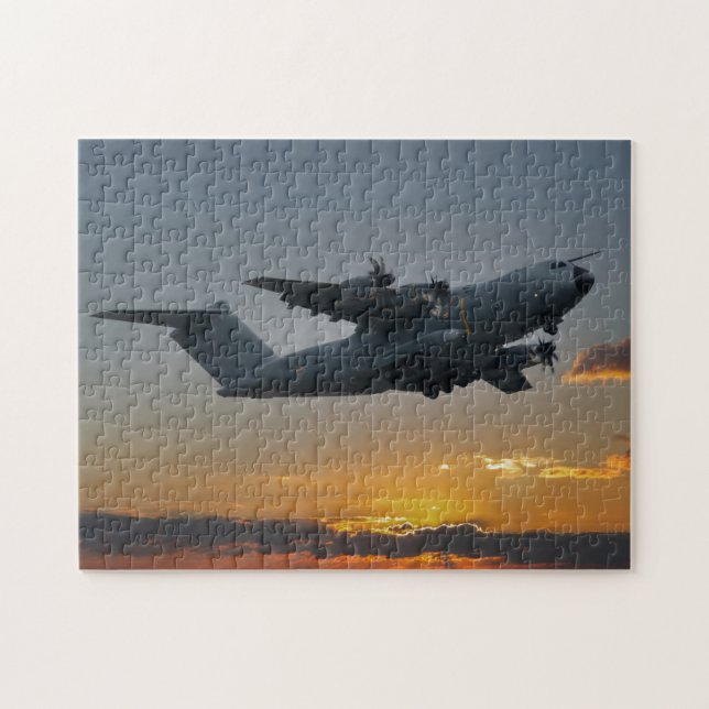 Puzzle Airbus A400M Au Coucher Du Soleil (Horizontal)