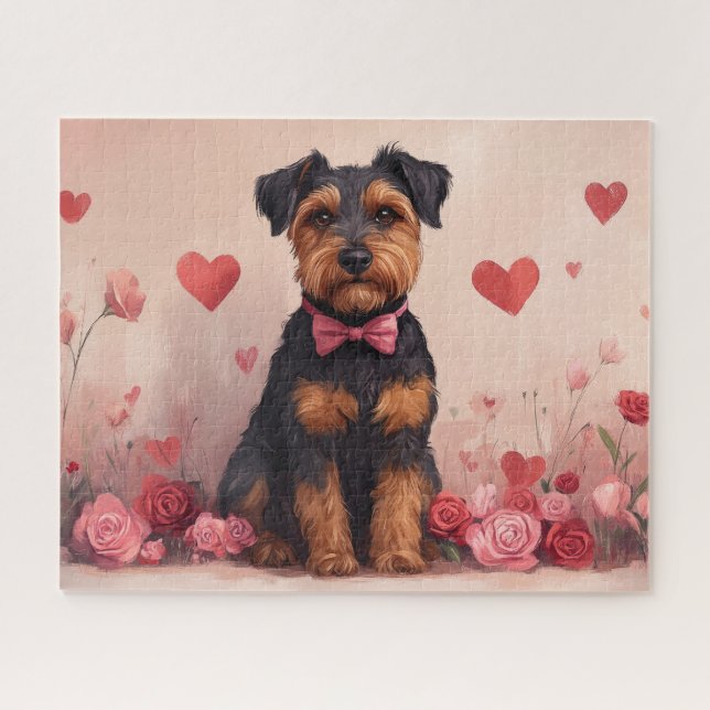 Puzzle Airedale avec des Roses - Saint-Valentin (Horizontal)