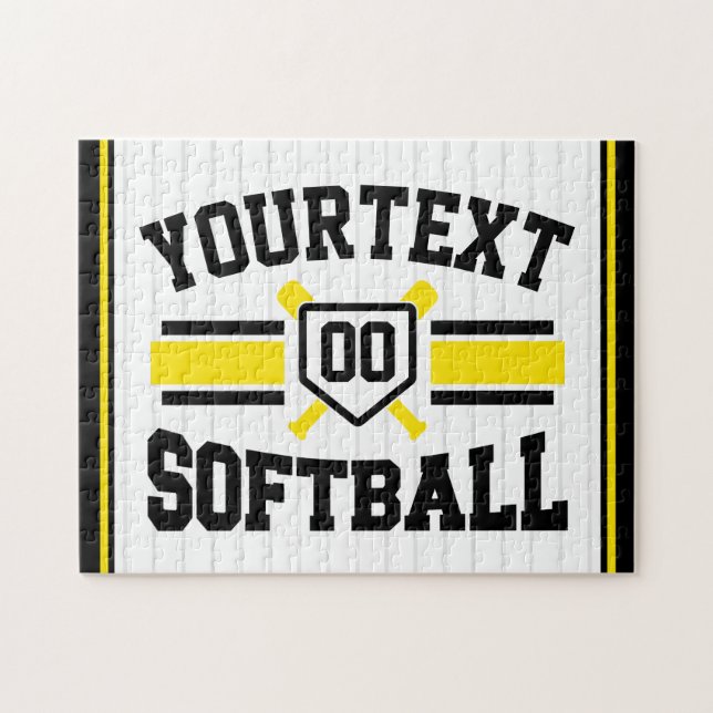 Puzzle AJOUT PERSONNALISÉ NOM Softball Player Varsity Tea (Horizontal)