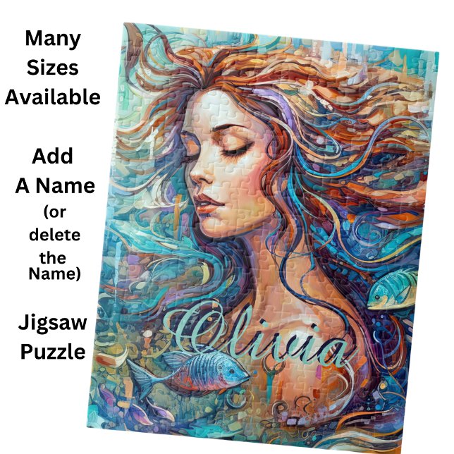 Puzzle Ajouter le nom Sirène sous l'eau en mer, Poisson d (Créateur téléchargé)