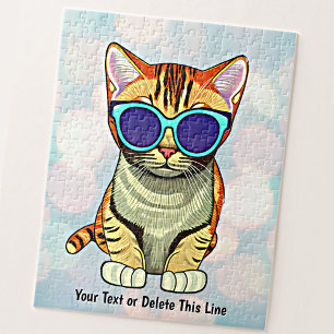 Puzzle Ajouter le nom Texte, Cool Chat Lunettes de soleil