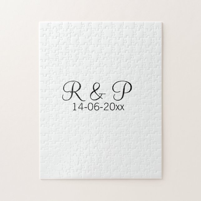 Puzzle Ajouter monogramme nom couple ajouter date année m (Vertical)