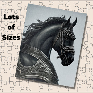 Puzzle Ajouter un message de nom, Cheval Noir Fort avec A