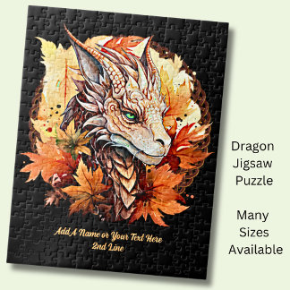 Puzzle Ajouter un nom ou un texte, Dragon avec feuilles d
