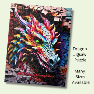 Puzzle Ajouter un nom Texte, 3D Rainbow Dragon Cracked Wa