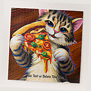 Puzzle Ajouter un nom Texte, Chat drôle avec Pizza