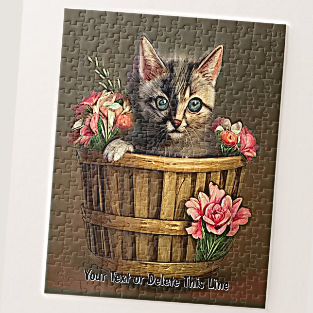 Puzzle Ajouter un nom Texte, mignonne adorable Kitten Bas (Créateur téléchargé)