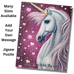 Puzzle Ajouter un nom Texte, Silver Mauve Unicorne, Heart