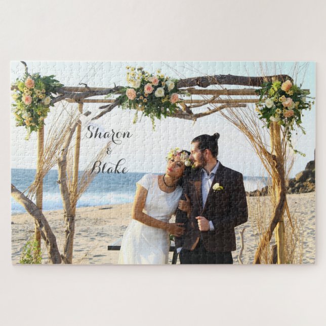 Puzzle Ajouter vos propres noms et photo Mariage 1014 Pc  (Horizontal)
