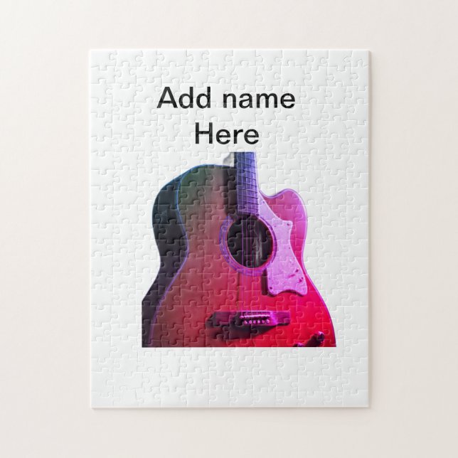 Puzzle Ajouter votre nom texte brun acoustique guitare éd (Vertical)