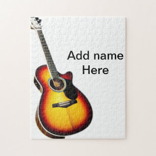 Puzzle Ajouter votre nom texte brun acoustique guitare éd