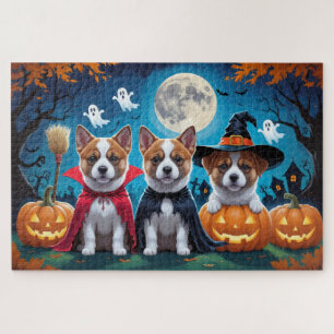 Puzzle Akita Chiens Citrouille Halloween Funny