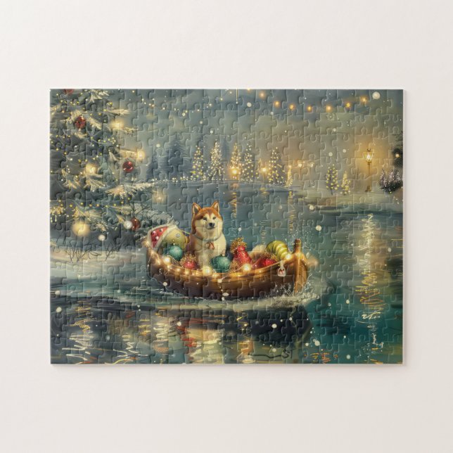 Puzzle Akita Christmas Festive Voyage (Horizontal)