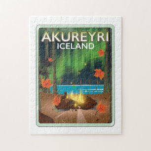 Puzzle Akureyri Islande affiche voyage