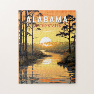 Puzzle Alabama Travel Art Vintage