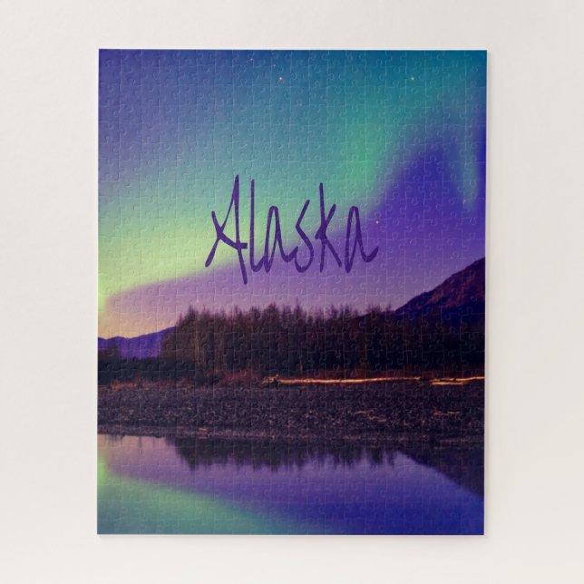 Puzzle Alaska Northern Lights Mountains Lake (Vertical)