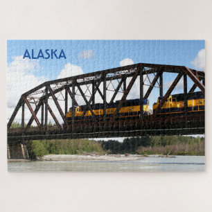 Puzzle Alaska Railroad locomotive engine and bridge Jigsa