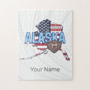 Puzzle Alaska State États-Unis Carte Vintage USA