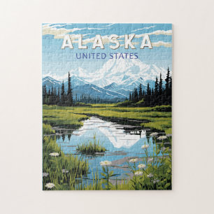 Puzzle Alaska Travel Art Vintage