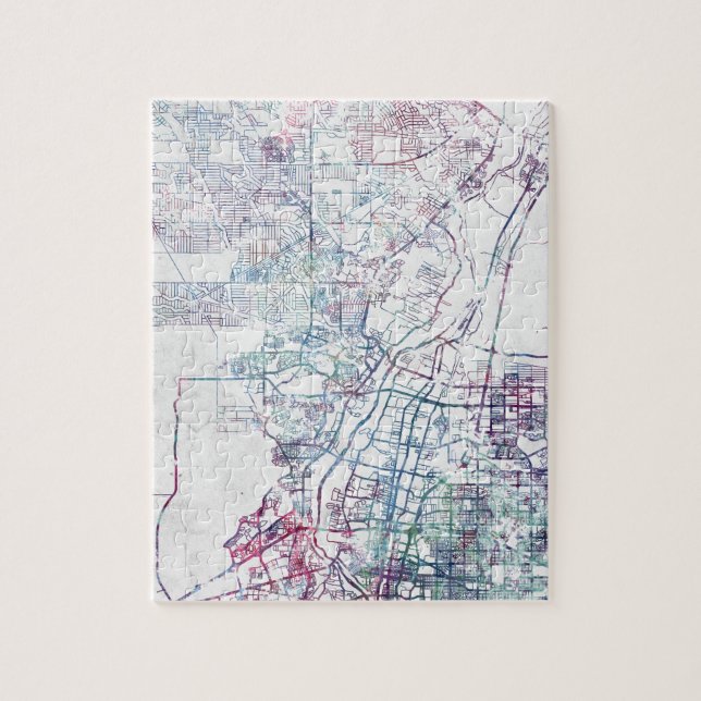 Puzzle Albuquerque map painting (Vertical)