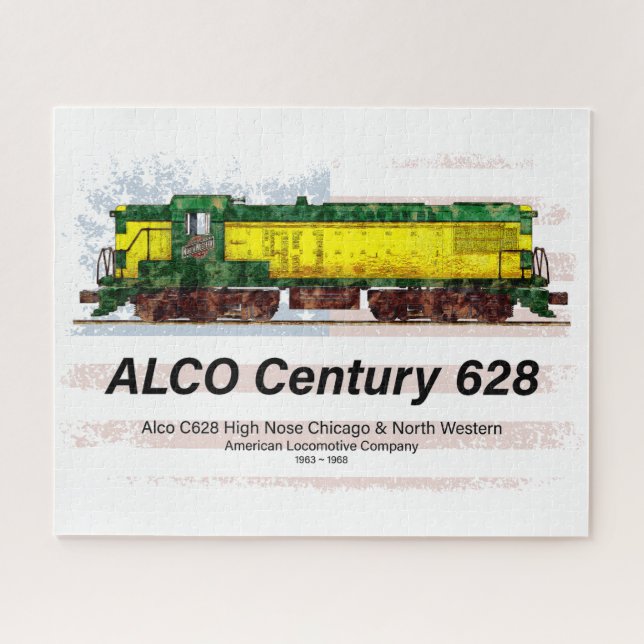 Puzzle Alco C-628 Diesel Locomotive et drapeau américain (Horizontal)