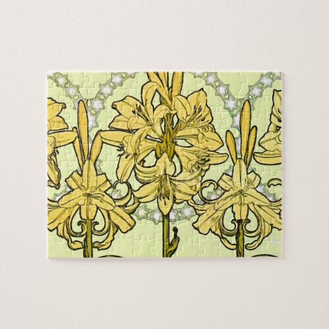 Puzzle Alfonse Mucha Art Nouveau Lily motif (Horizontal)
