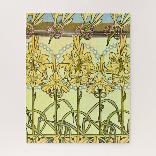 Puzzle Alfonse Mucha Art Nouveau Lily motif floral (Vertical)