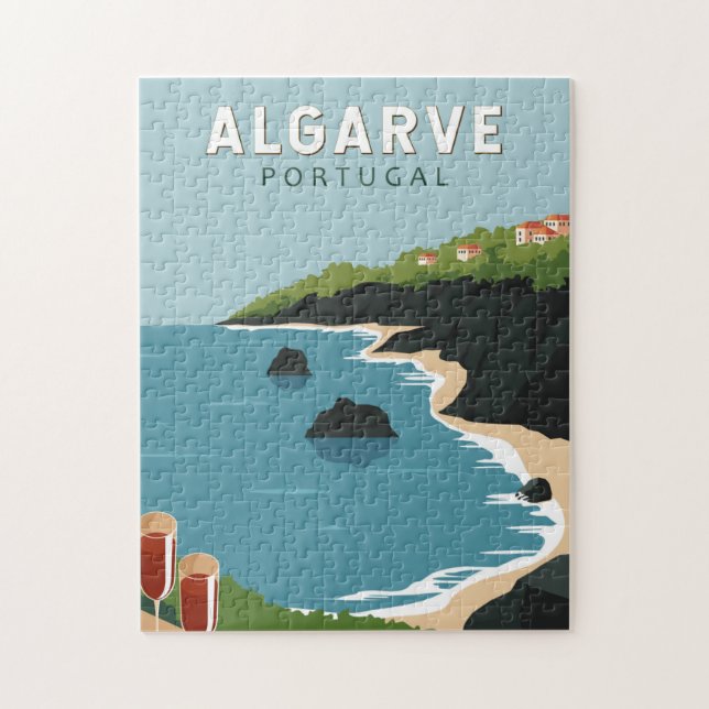 Puzzle Algarve Portugal Retro Travel Art Vintage (Vertical)