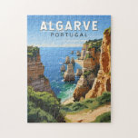 Puzzle Algarve Portugal Travel Art Vintage<br><div class="desc">Design d'art vectoriel de l'Algarve. L'Algarve,  la région la plus méridionale du Portugal,  est connue pour ses plages de l'Atlantique et ses stations de golf.</div>